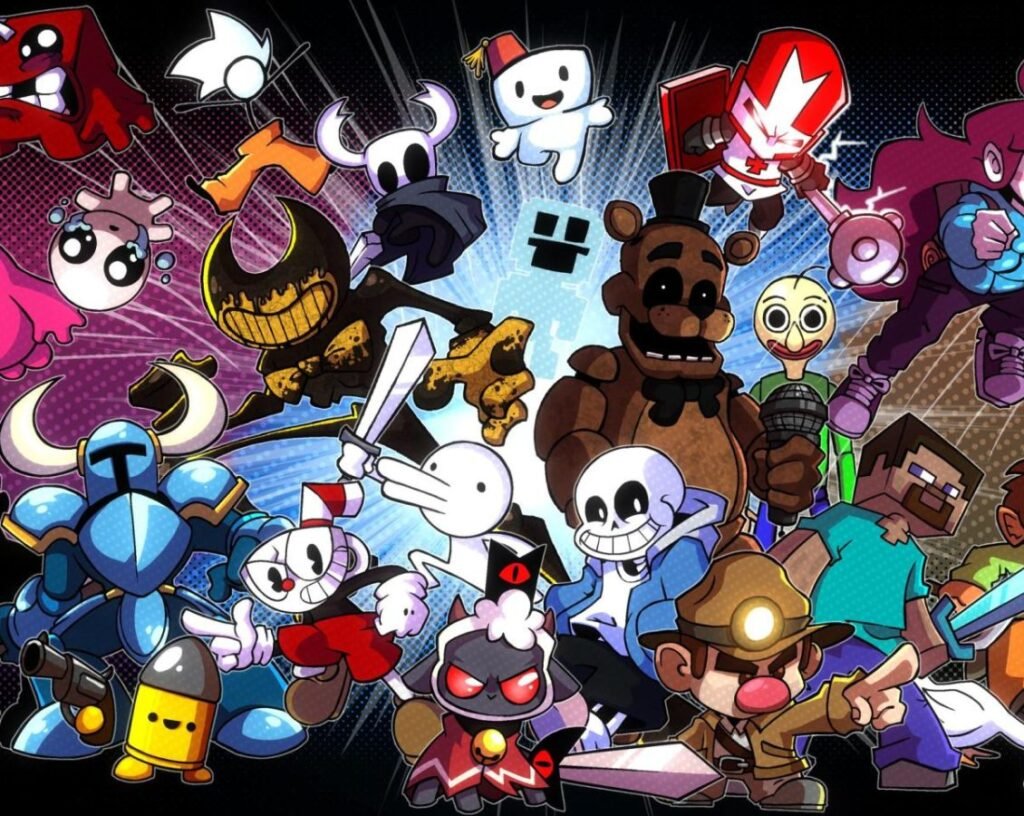 Imagem de diversos personagens de games indies.